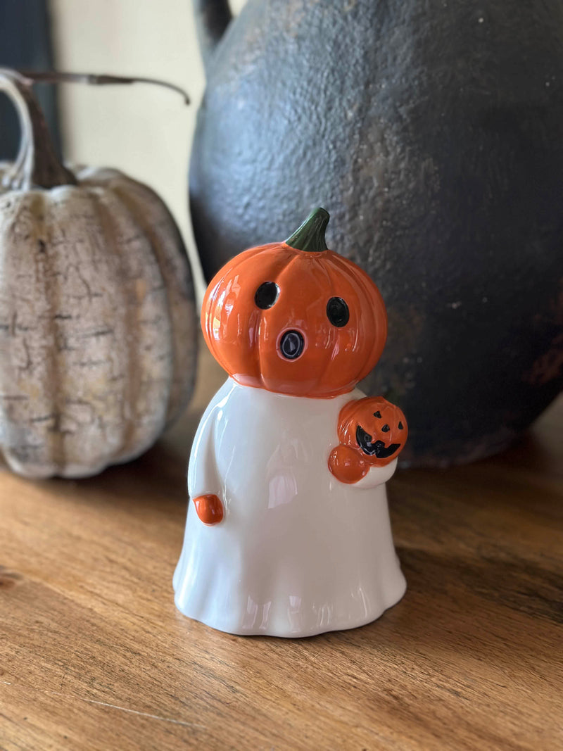 Light up pumpkin ghost figure