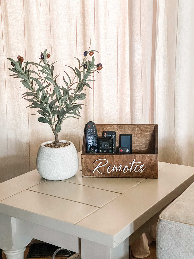 handmade wooden remote caddy