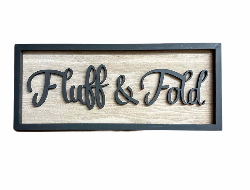 clearance decor fluff & fold sign in wood look