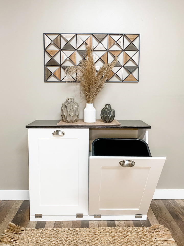 Stained top for tilt out trash or laundry hamper cabinets -add to your order