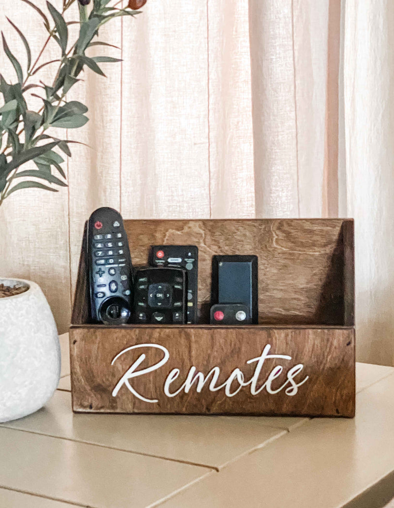 handmade wooden remote caddy
