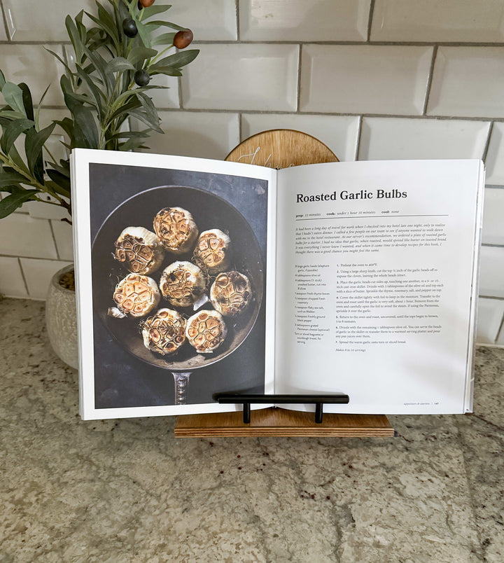 Golden Oak stained cookbook holder with personalization