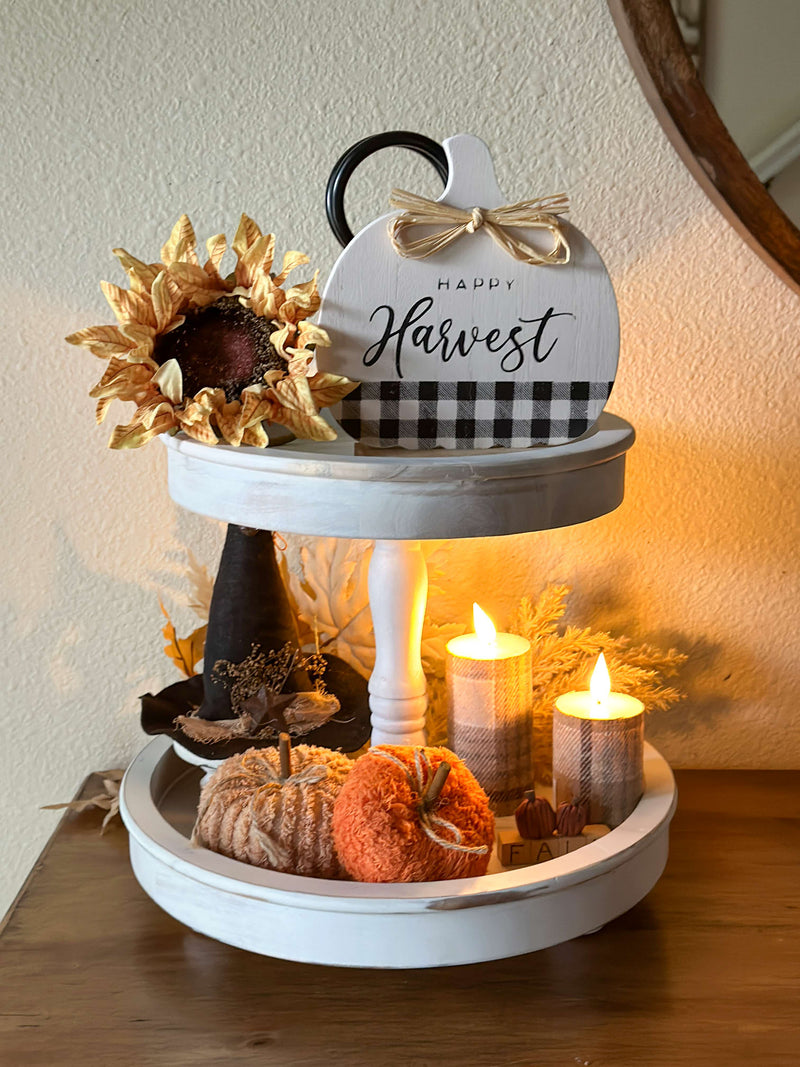 Fall plaid realistic candle 4 inch candle