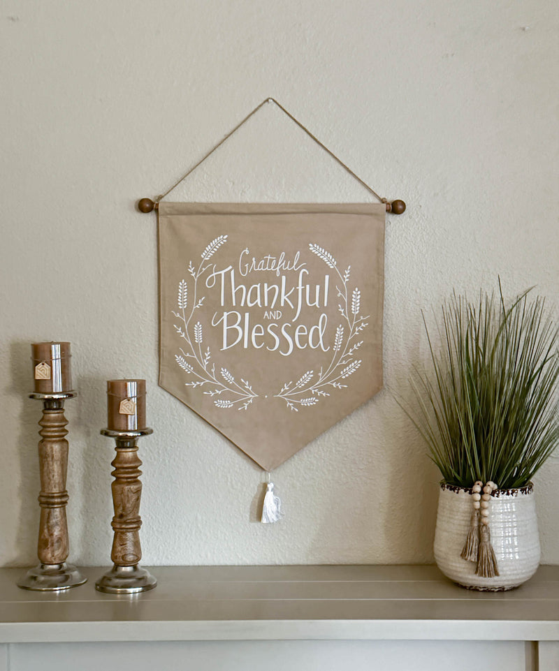 Grateful, thankful and blessed wall hanging