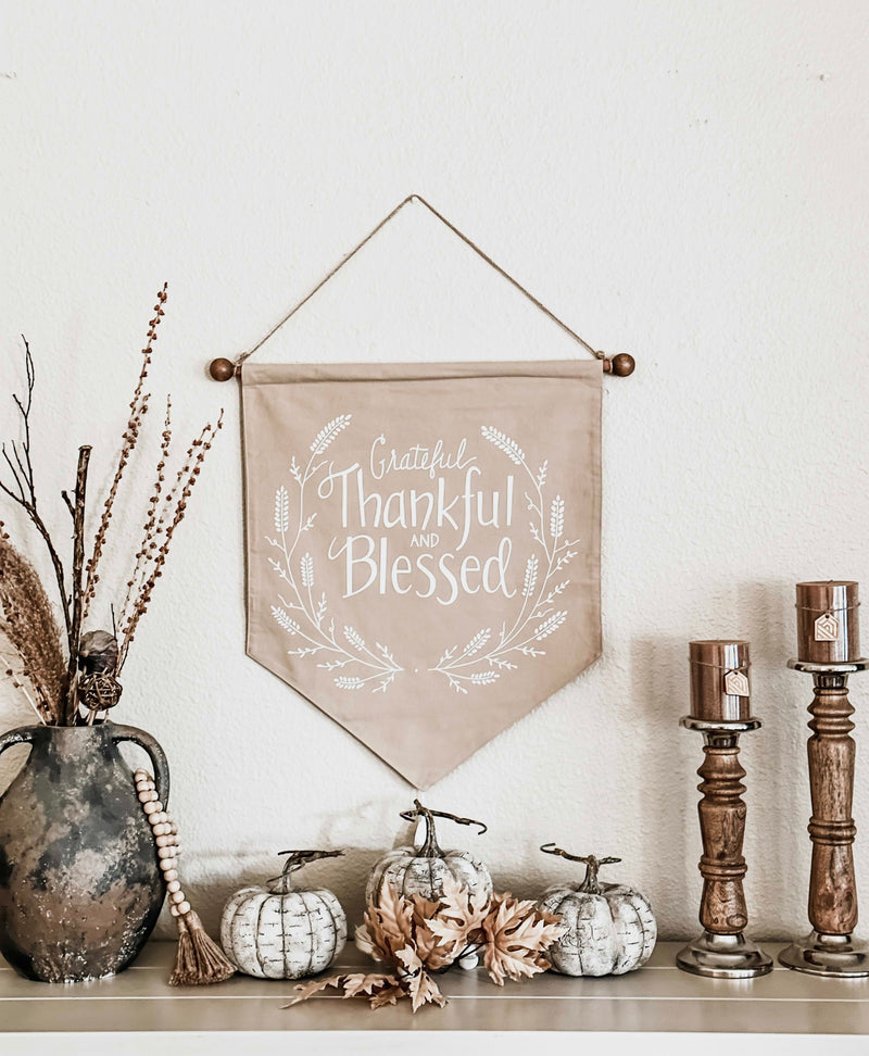 Grateful, thankful and blessed wall hanging