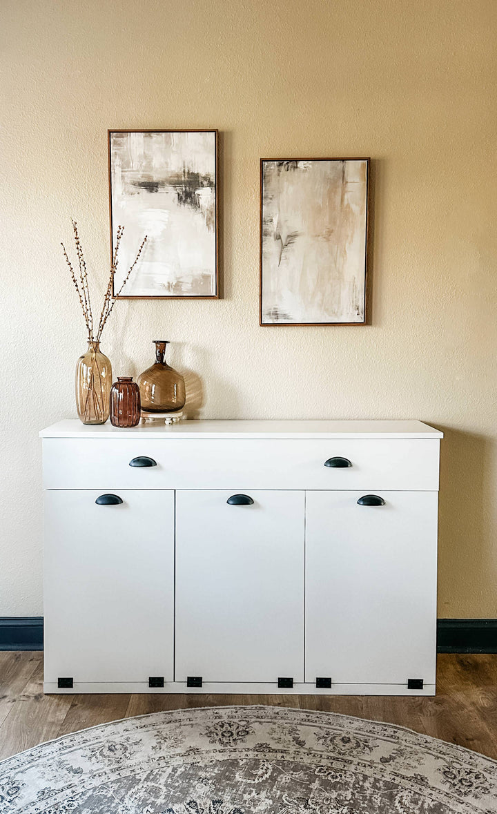 Triple cabinet with a storage drawer in white - best seller