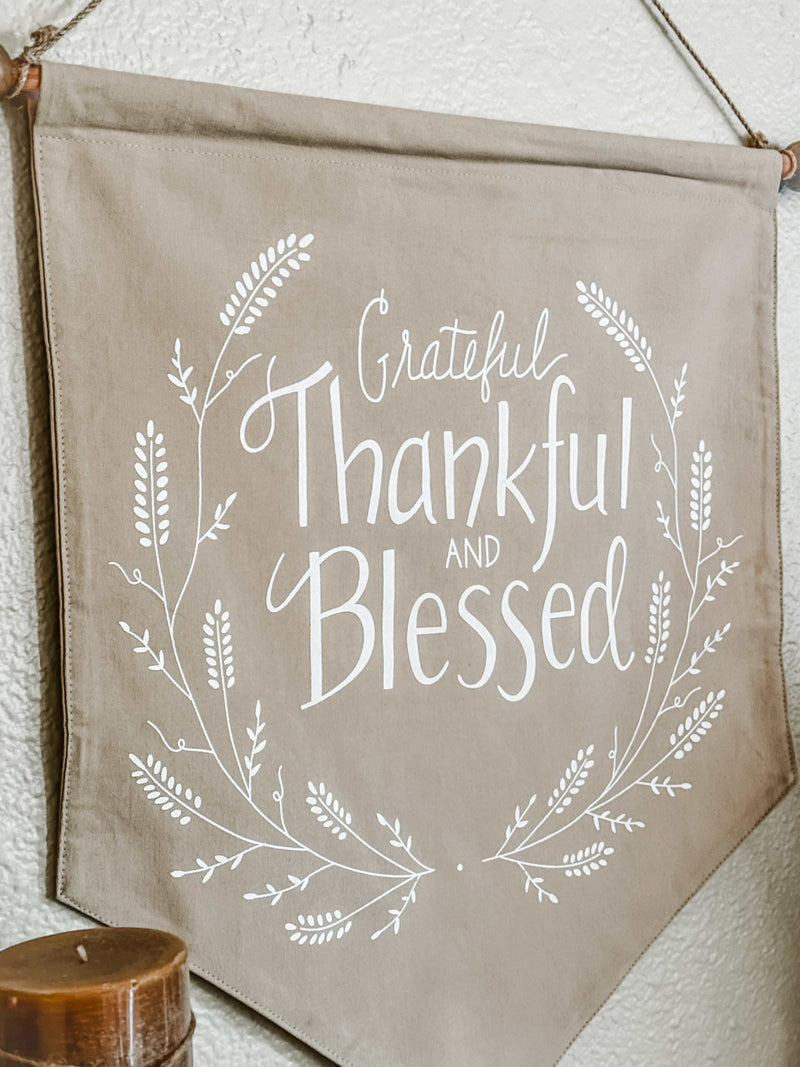 Grateful, thankful and blessed wall hanging