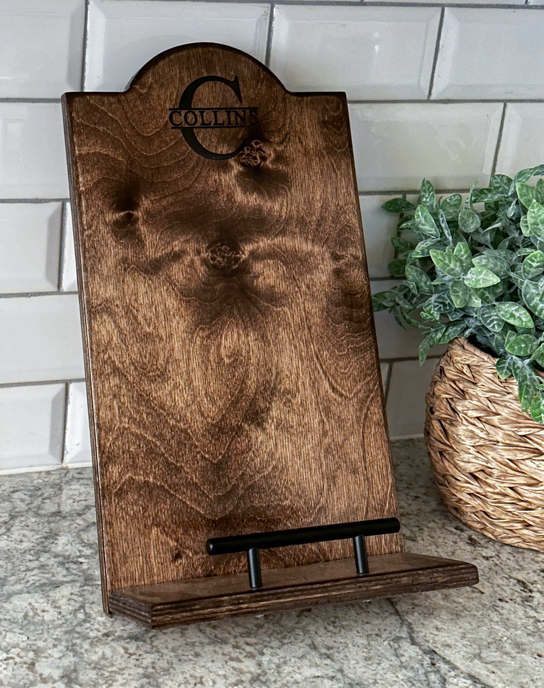 Monogram style cookbook holder
