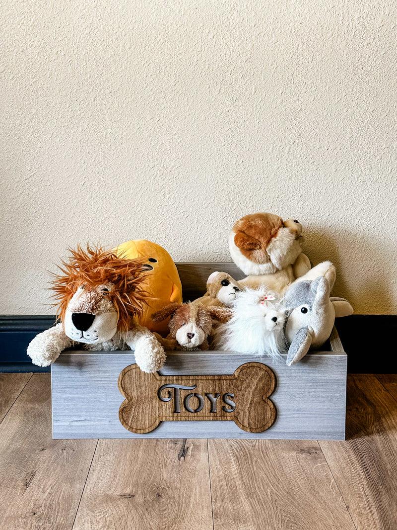 Customized toy box for your pets in worn gray