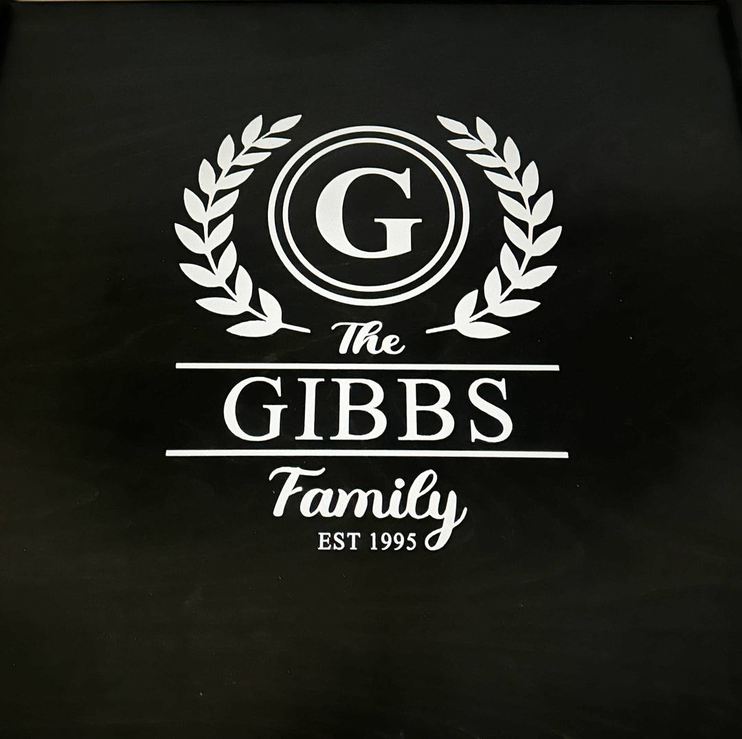 Personalized family name stove cover, Black - Gibbs