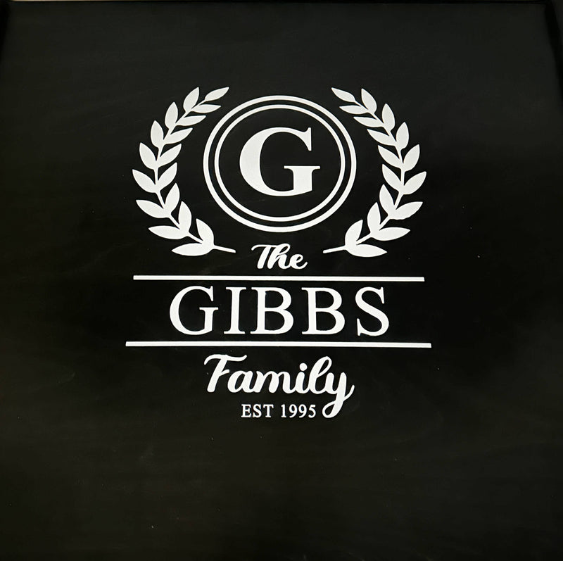 Personalized family name stove cover, Black -Gibbs