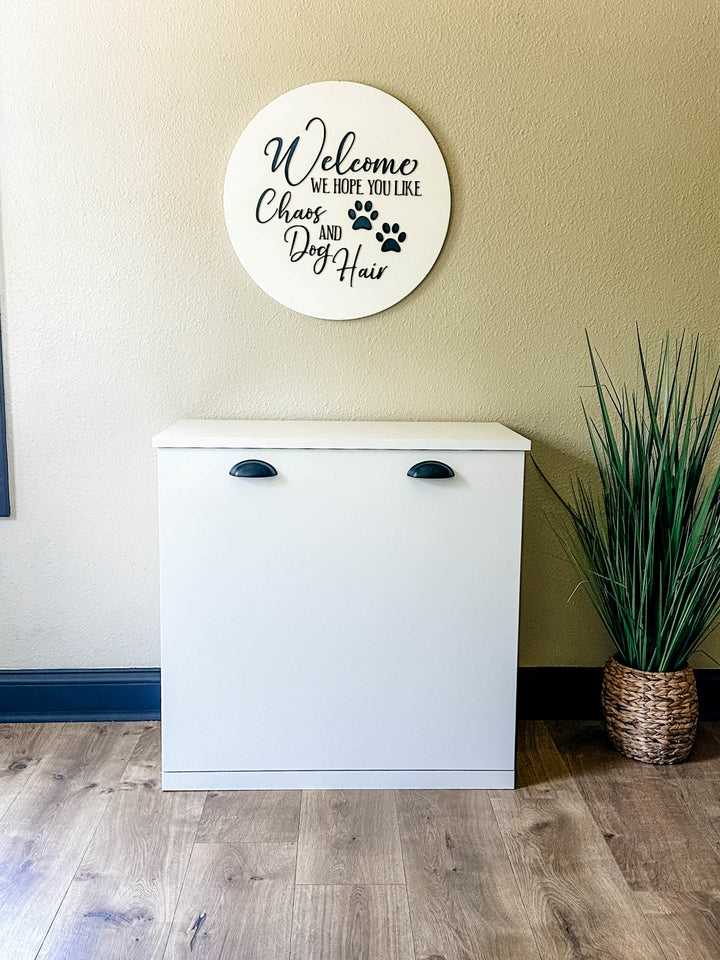 Double style pet food storage in white modern