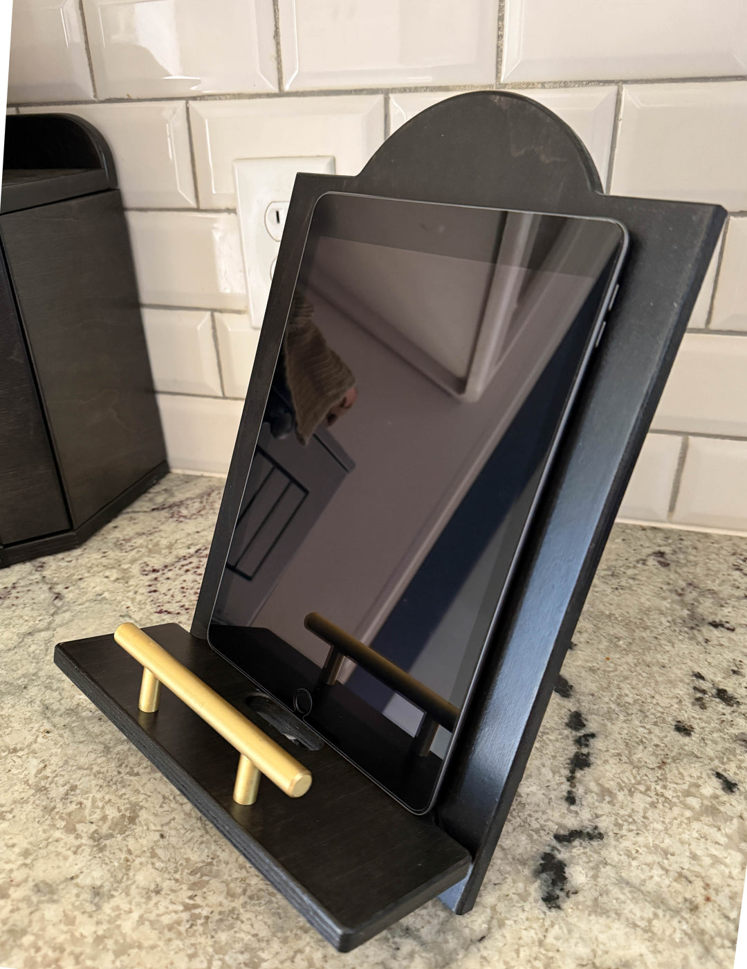 Solid black cookbook holder - personalized