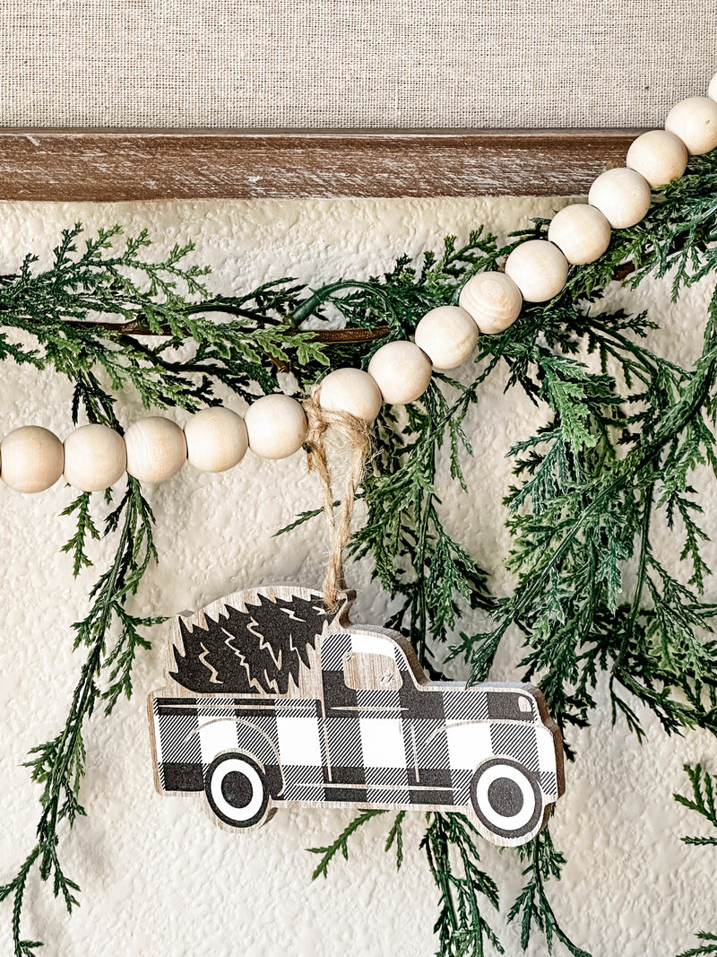 Merry Christmas grain sack sign with farm truck garland set