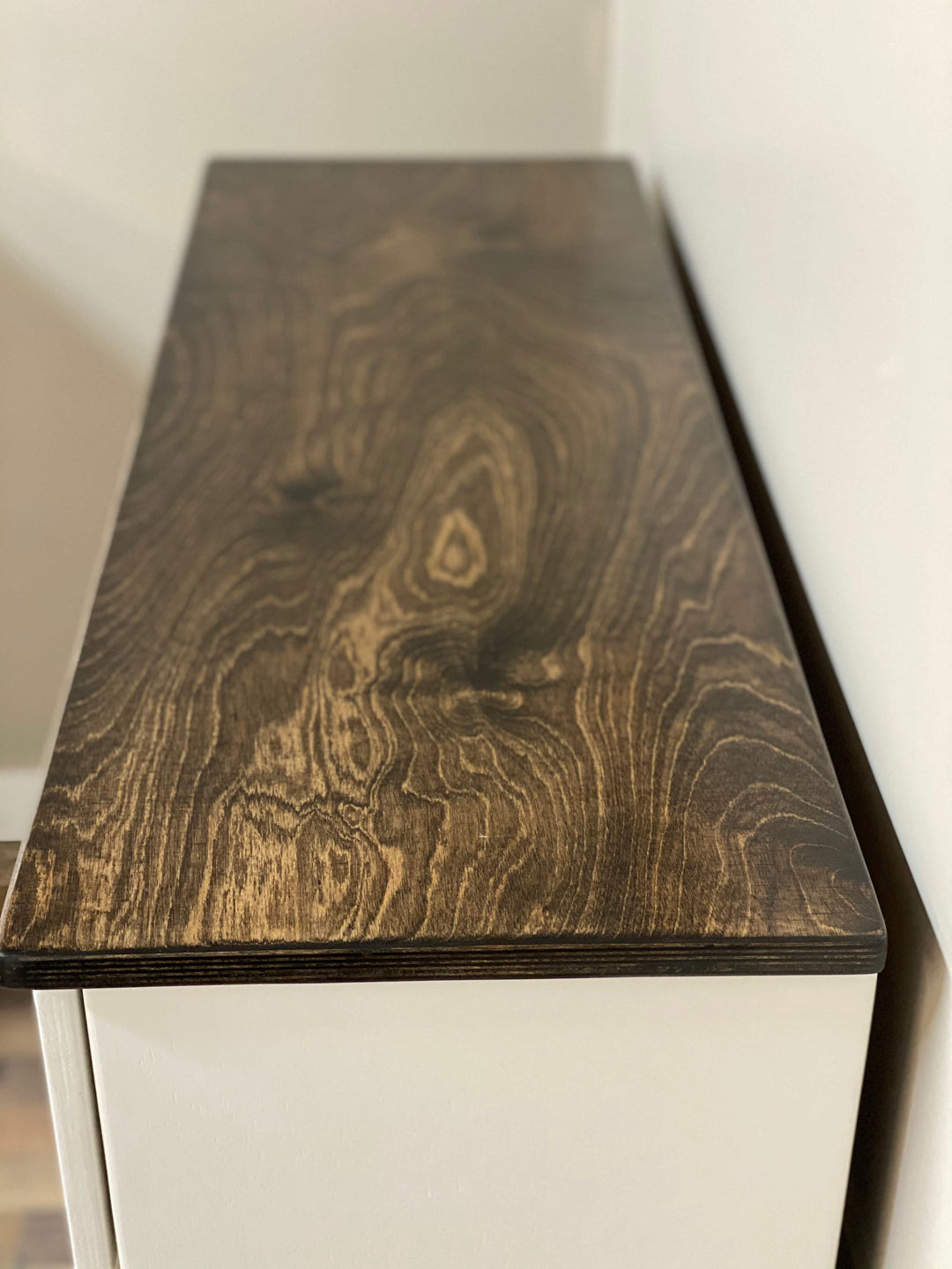 Stained top for tilt out trash or laundry hamper cabinets -add to your order