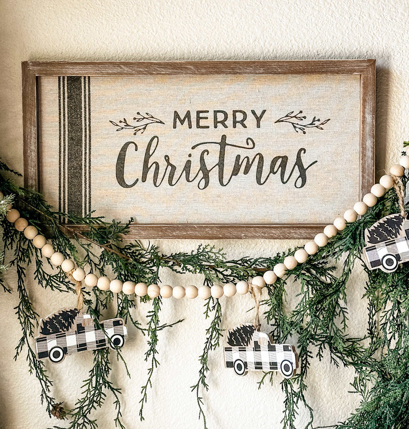 Merry Christmas grain sack sign with farm truck garland set