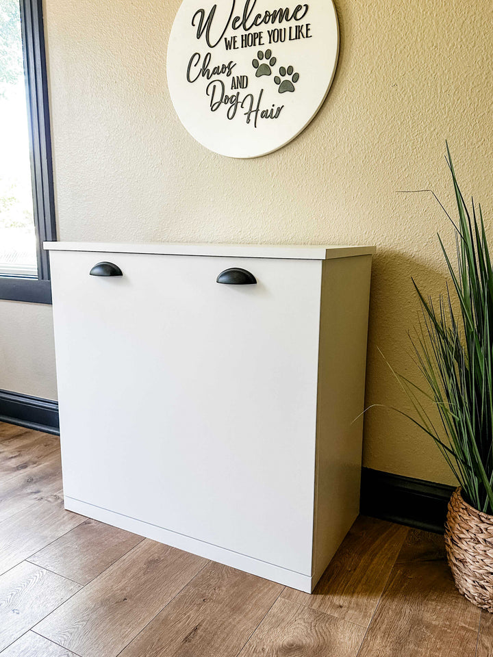 Double style pet food storage in white modern