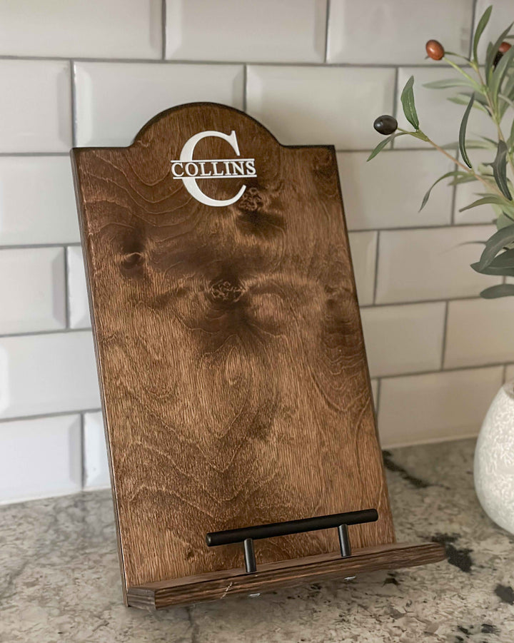 Monogram style cookbook holder with painted inset
