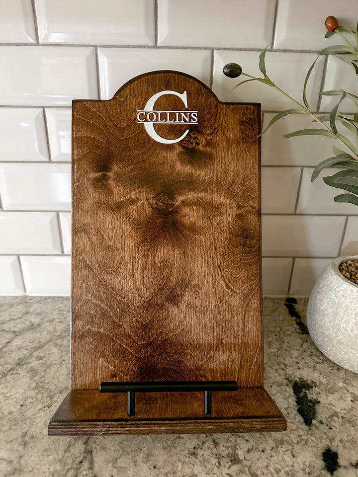 Monogram style cookbook holder with painted inset