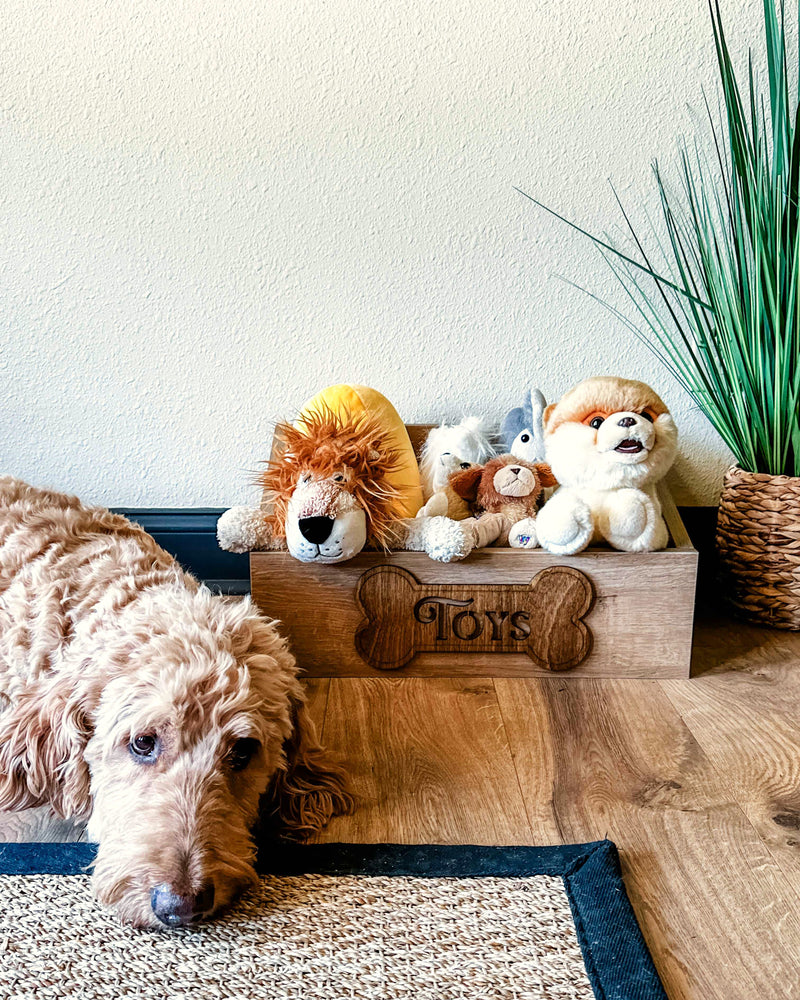 Customized toy box for your pets in light brown