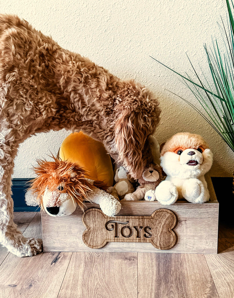 Customized toy box for your pets in light brown