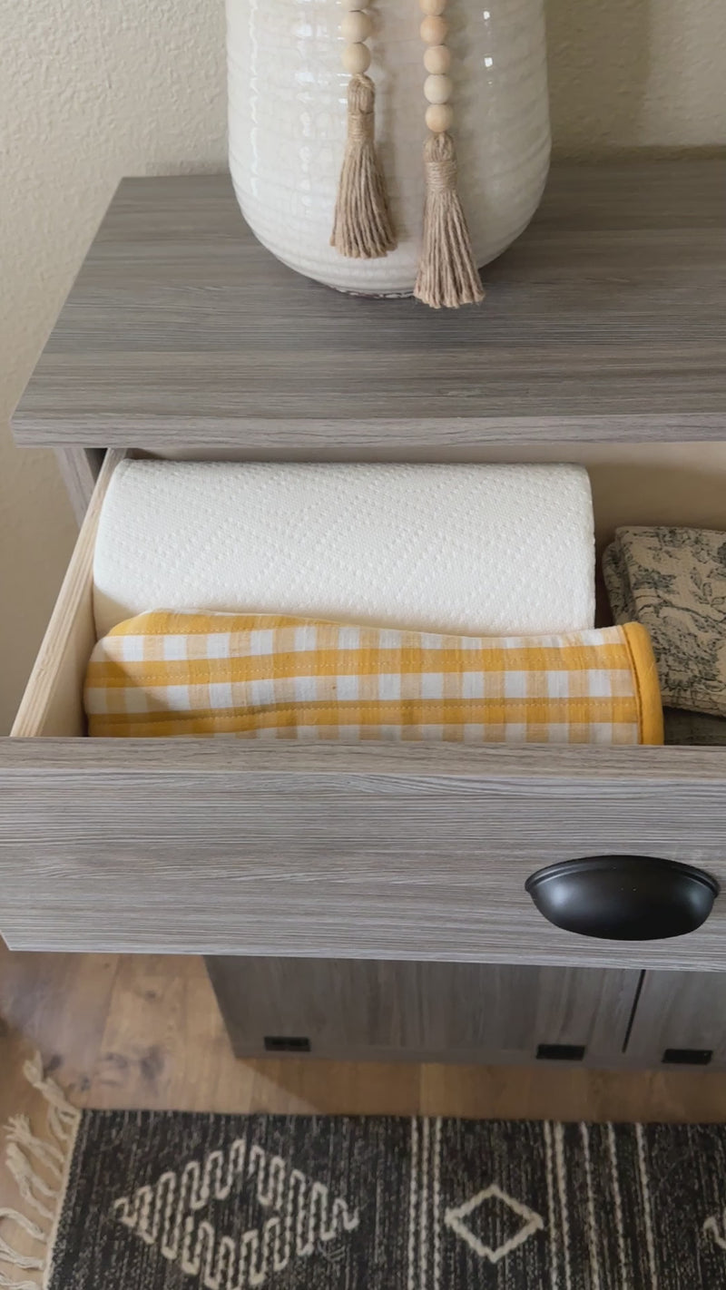 Templeton with a storage drawer in barnwood gray modern style