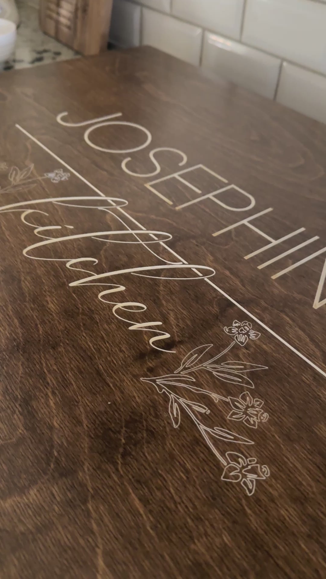 Personalized stove cover, warm brown + soft white "Josephine&