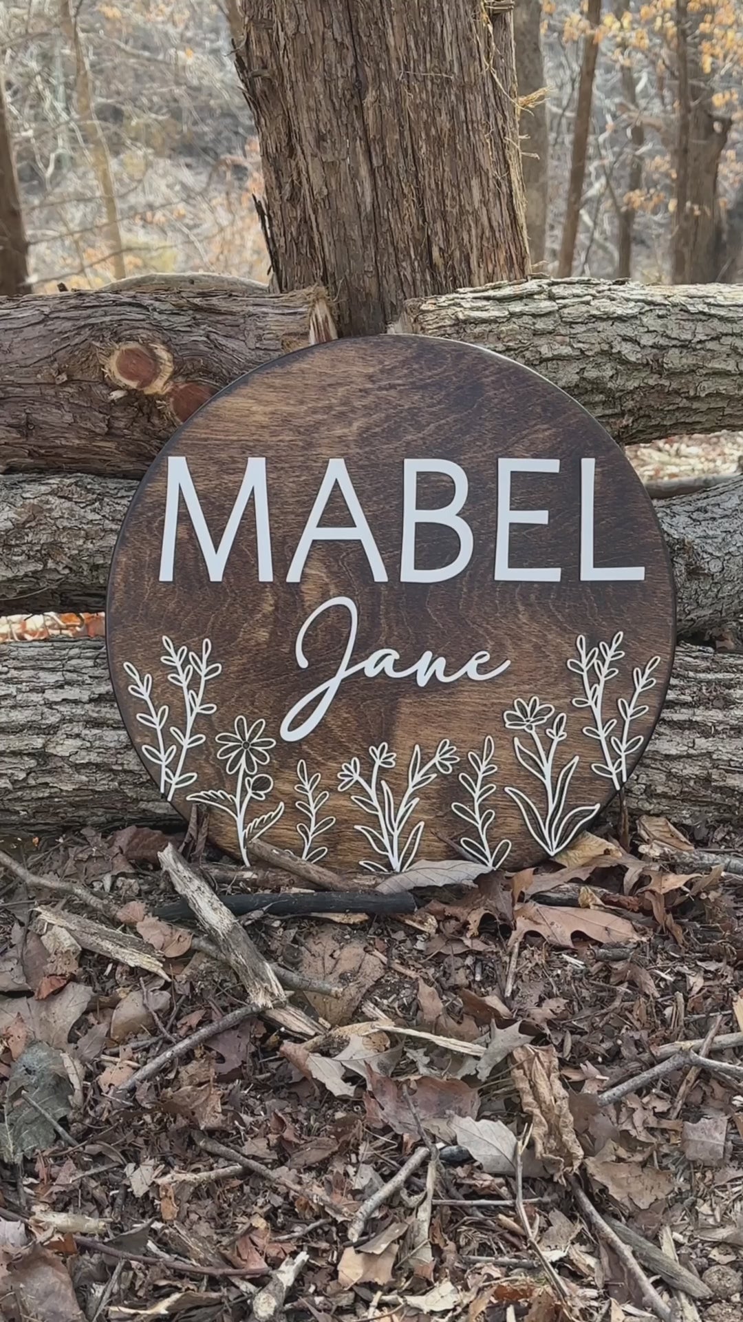 Mabel Jane floral newborn baby name sign