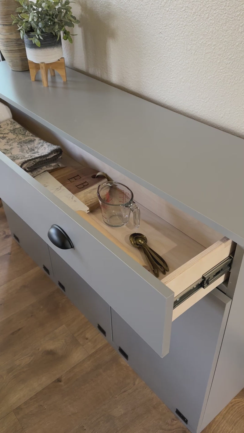 Templeton with a storage drawer in gray