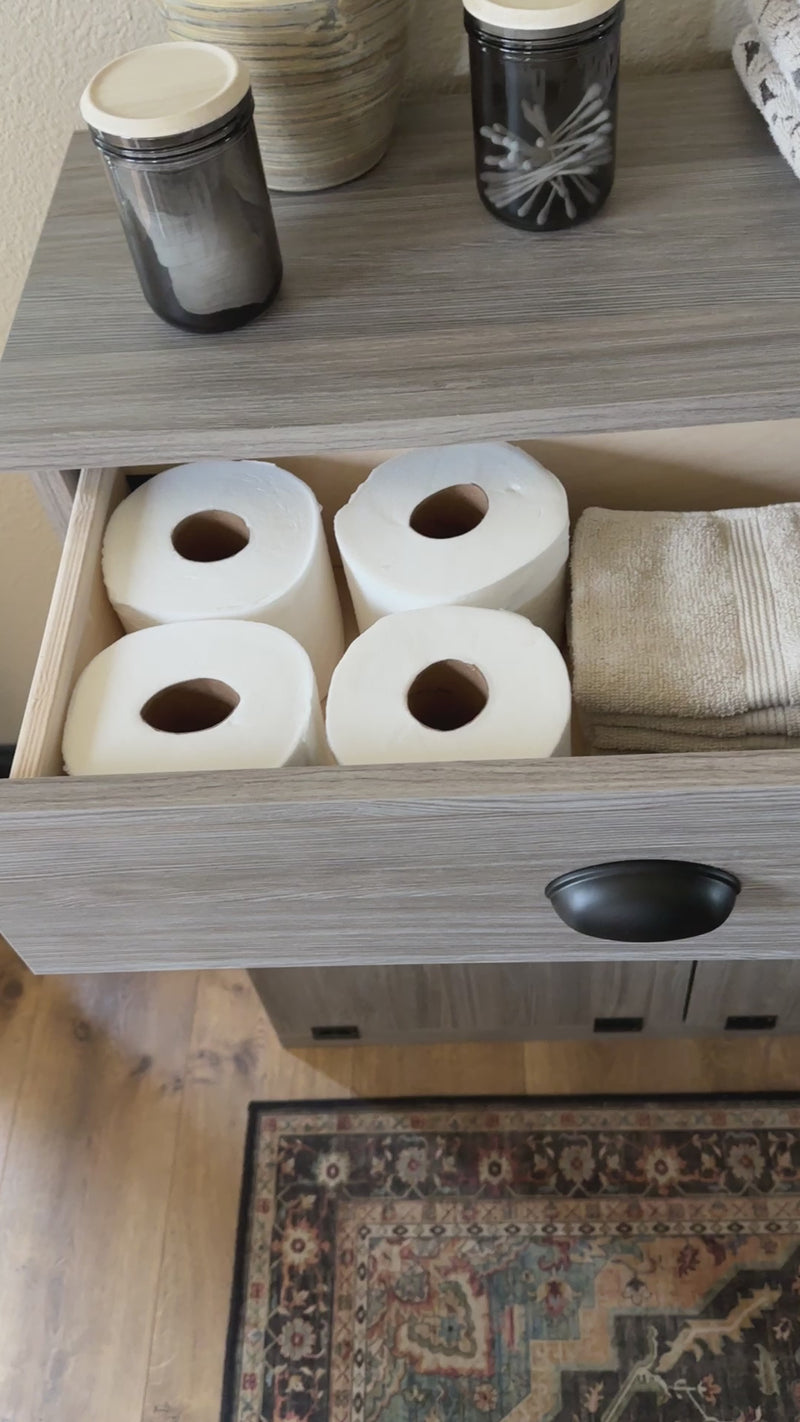 Templeton laundry with a storage drawer in barnwood gray modern style