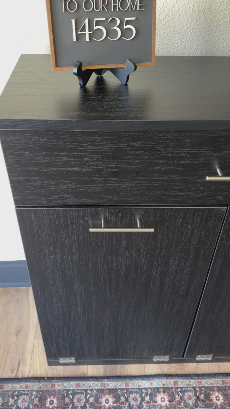 Dashwood with a storage drawer in black wood look modern style