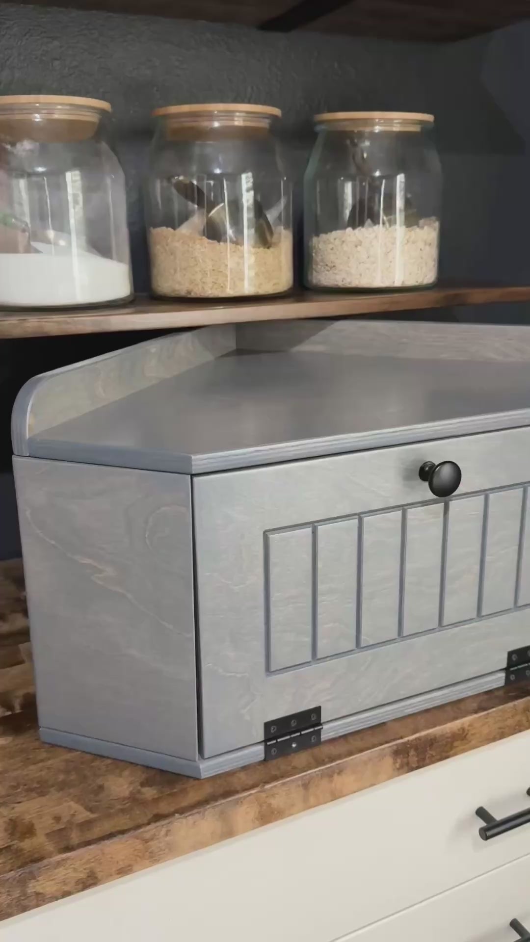 Bread box in gray stain