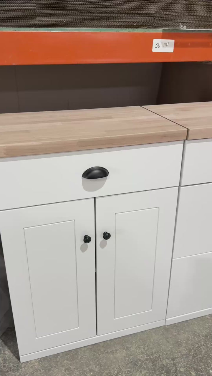 Furniture style slim design cabinet with storage drawers in white