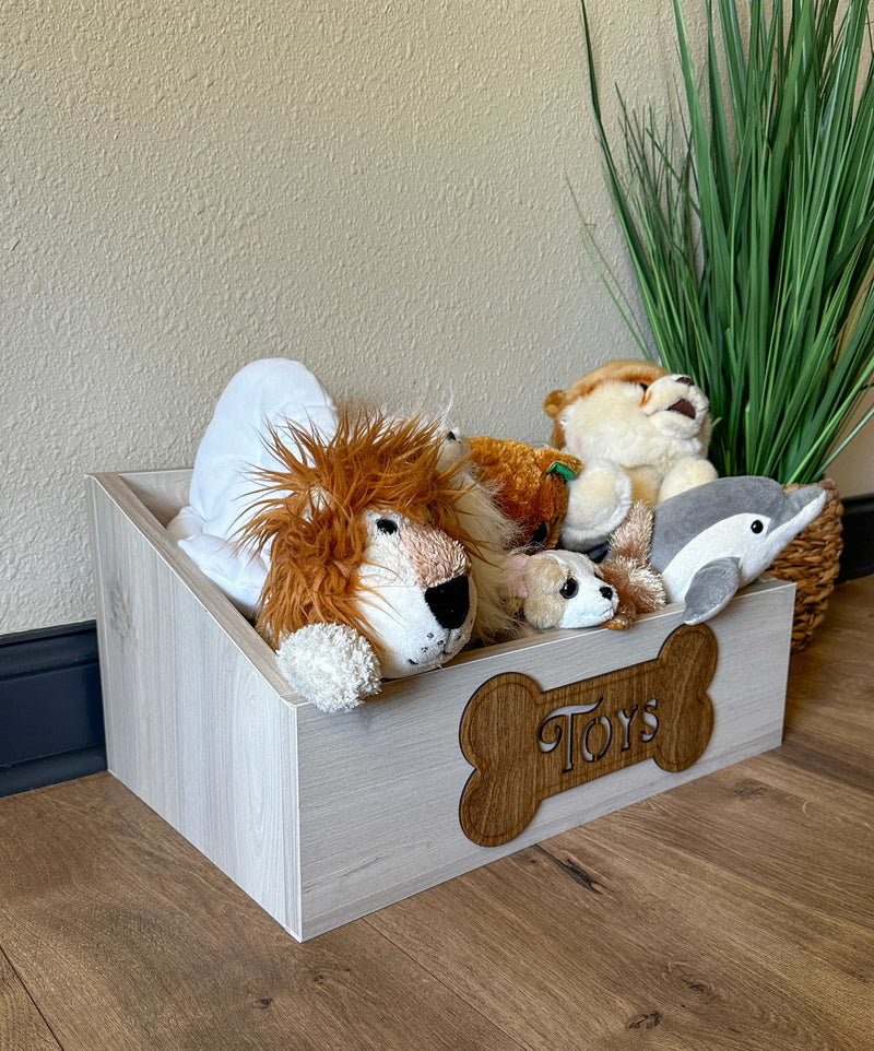 Customized toy box for your pets in white wash