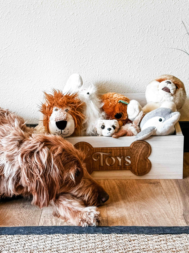 Customized toy box for your pets in white wash