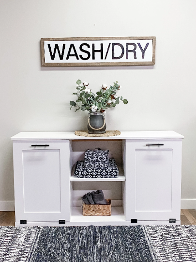 Templeton laundry with open shelving in white