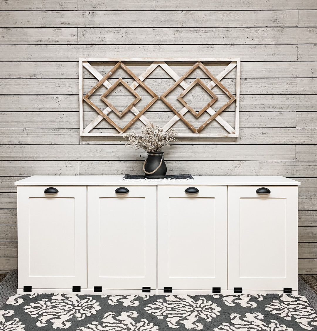 Quad trash cabinet in white