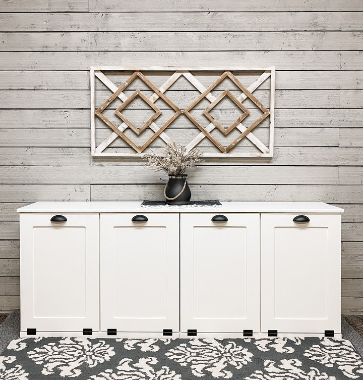 Quad trash cabinet in white