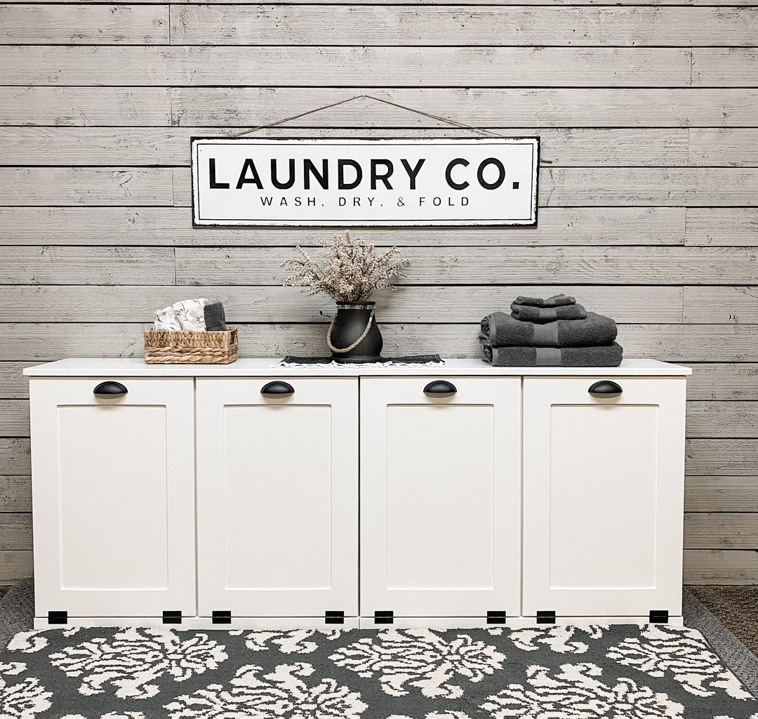 Quad laundry hamper in white