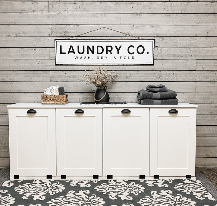 Quad laundry hamper in white