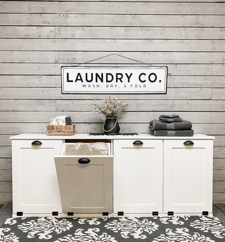 Quad laundry hamper in white