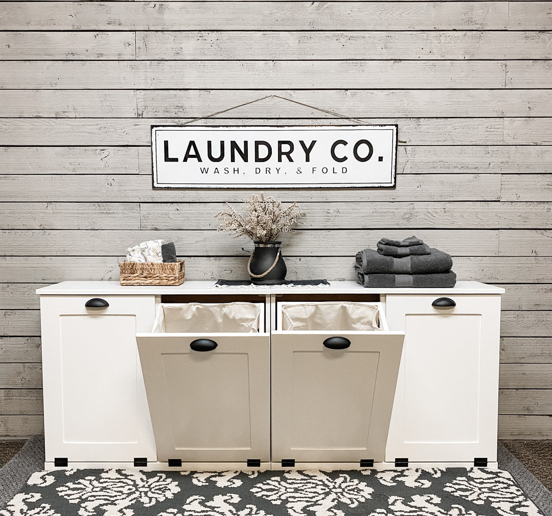 Quad laundry hamper in white