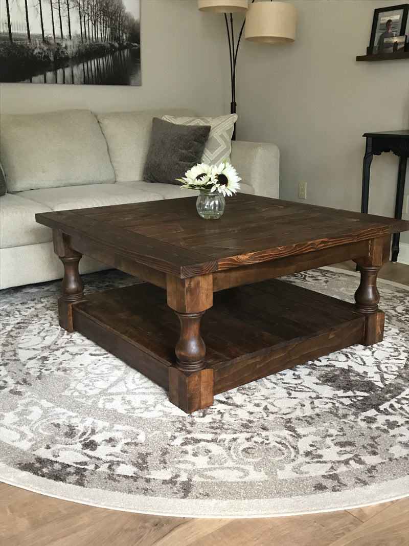 Stained Farmhouse Style Rustic Coffee Table Dark Brown