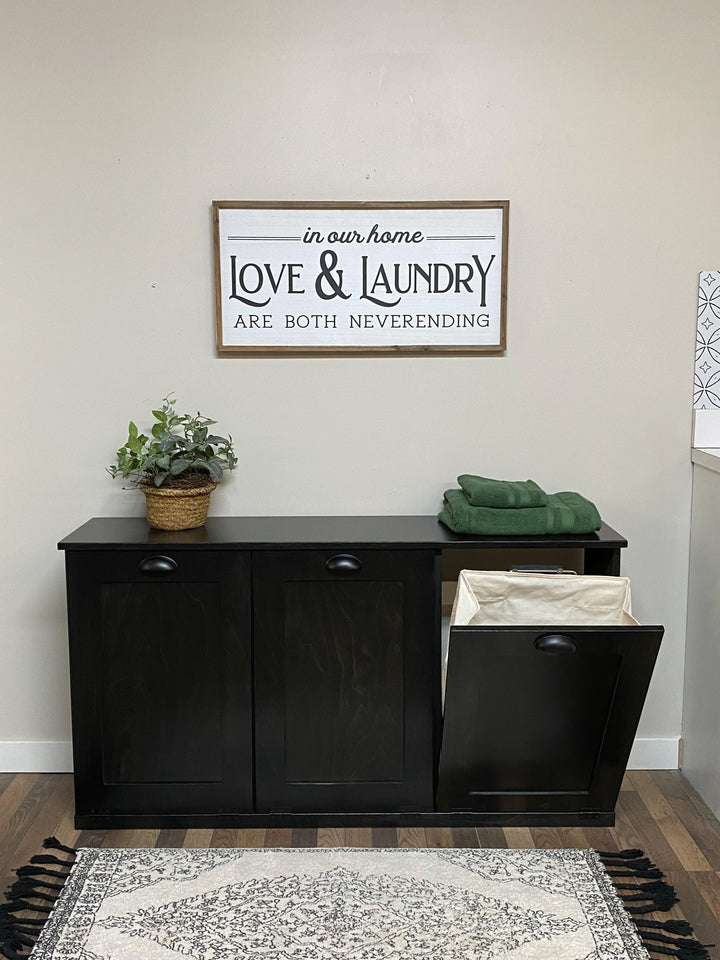 Triple laundry cabinet in black stain
