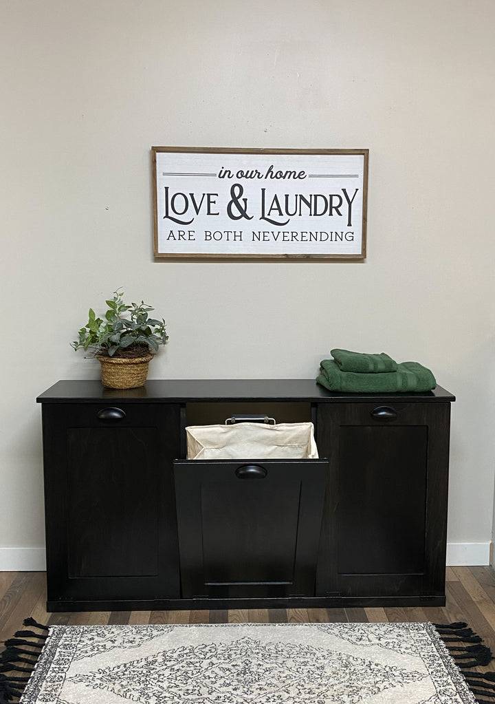 Triple laundry cabinet in black stain
