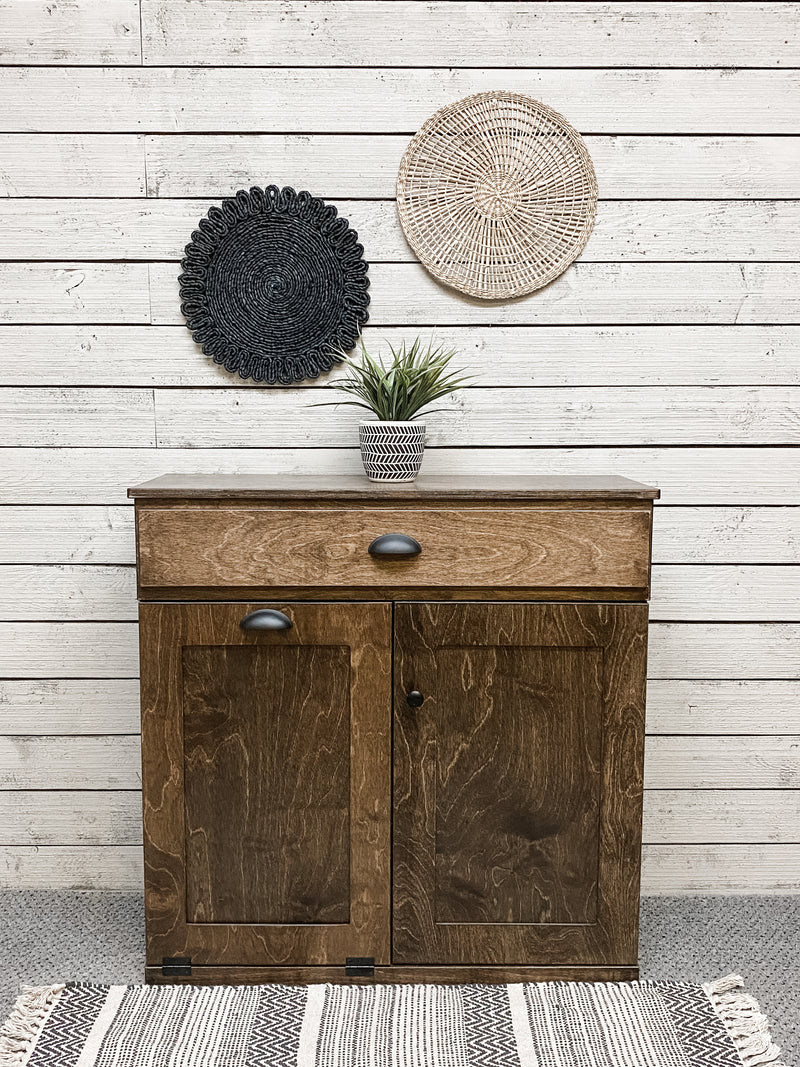 Dashwood with a Storage Drawer and Cabinet Shelving in Dark Brown