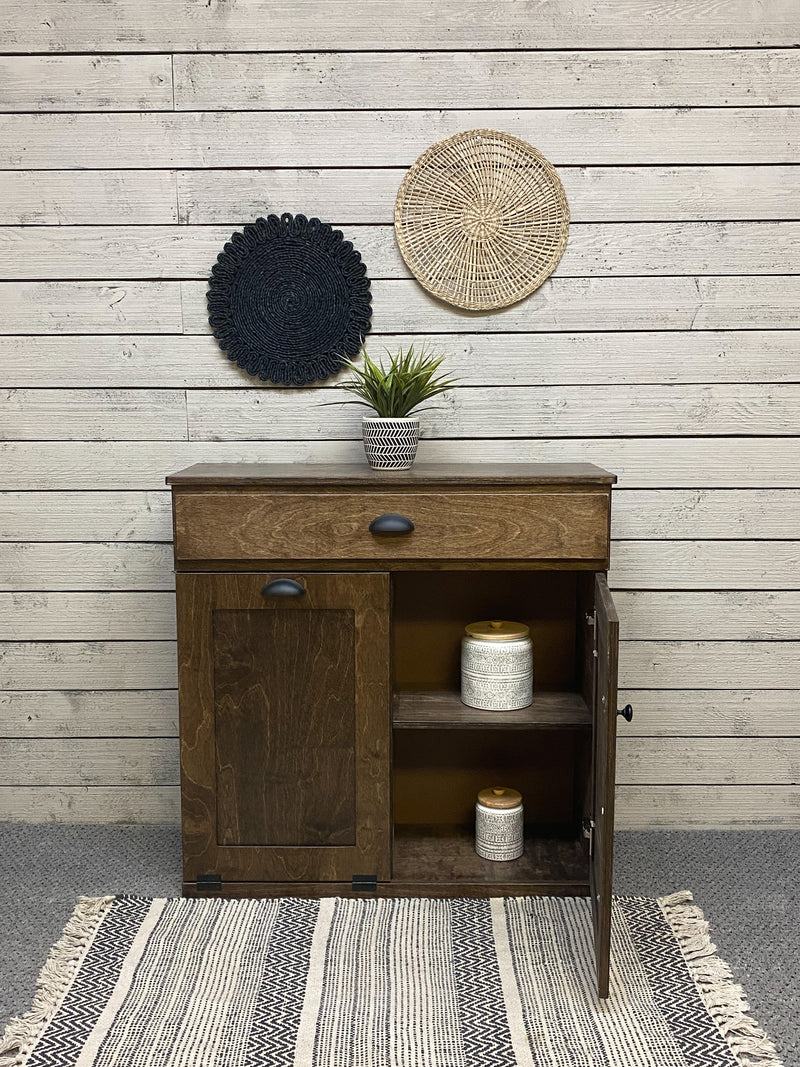 Dashwood with a Storage Drawer and Cabinet Shelving in Dark Brown