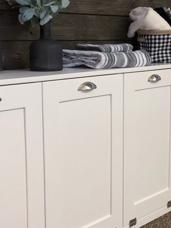 Quad laundry hamper in white
