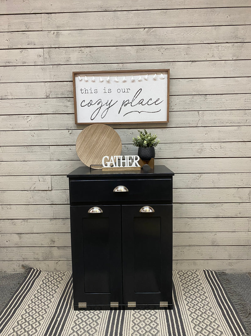 Barlow with a storage dawer in black stain