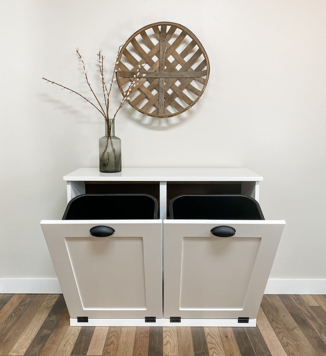 Double trash cabinet in white - Best Seller